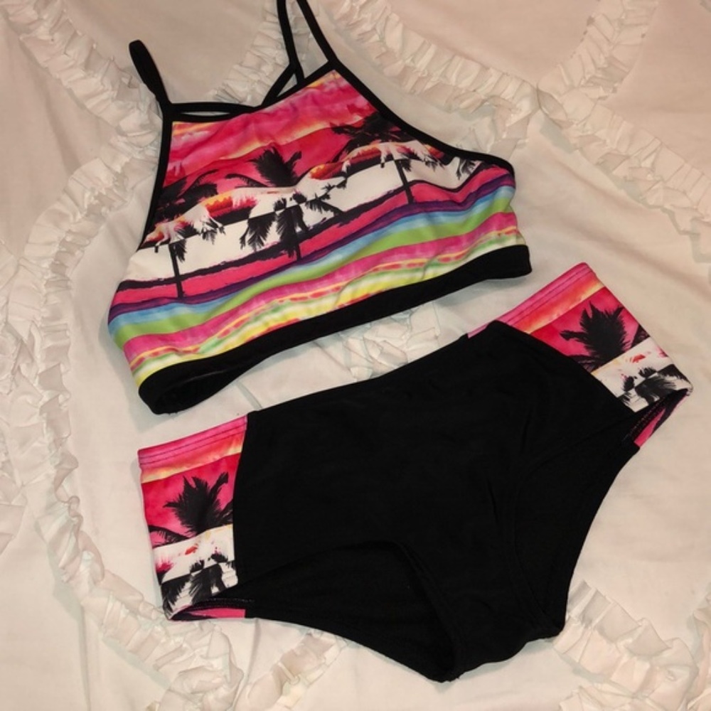 Multi-colored Racer Back Two Piece Bikini
